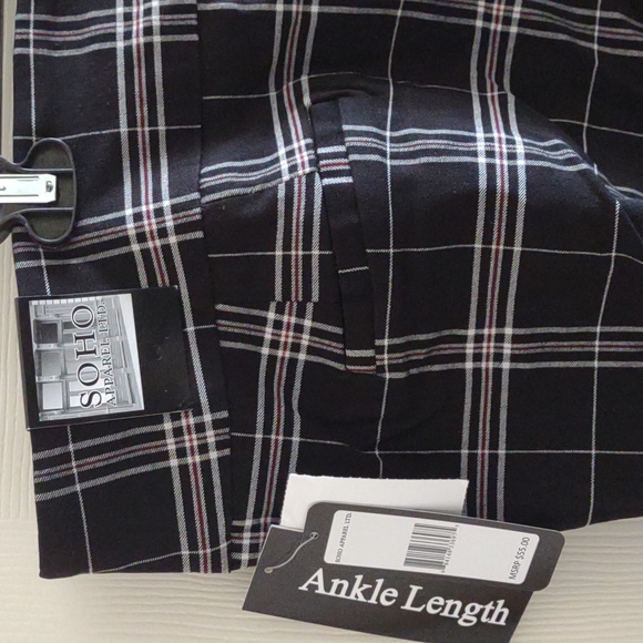 Soho stretch knit plaid pants Black Multi  Plus size - Picture 3 of 3